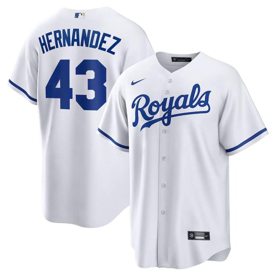 Men's Kansas City Royals Carlos Hern��ndez #43 White Home Jersey
